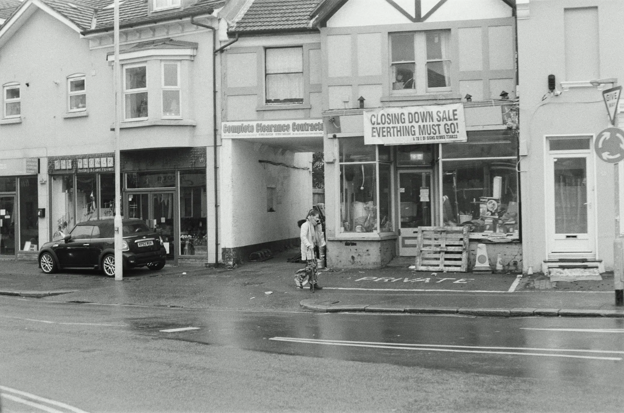 Black-and-white photograph from Worthing, Christmas 2023