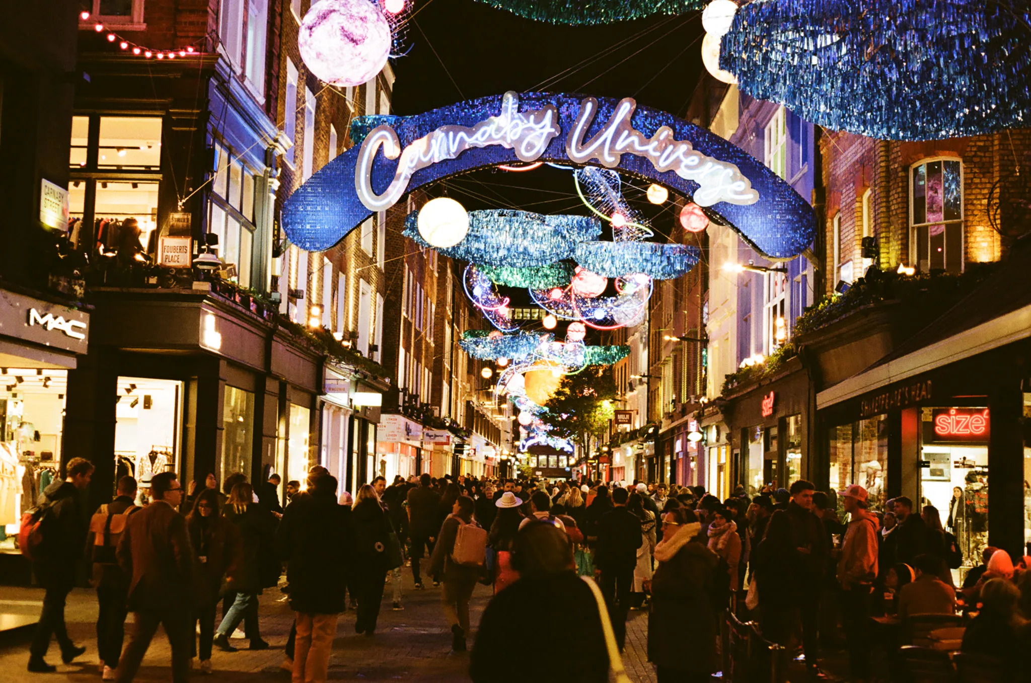 Carnaby Street at night, December 2023